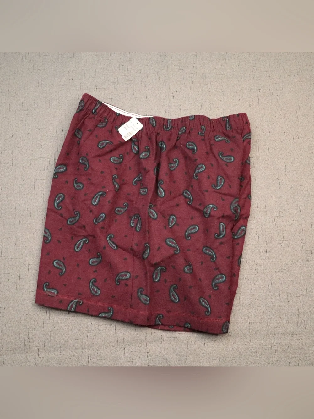 VINTAGE 90s PREMIO Men's Boxer Shorts Paisley Burgundy Red 100% Cotton Sz L